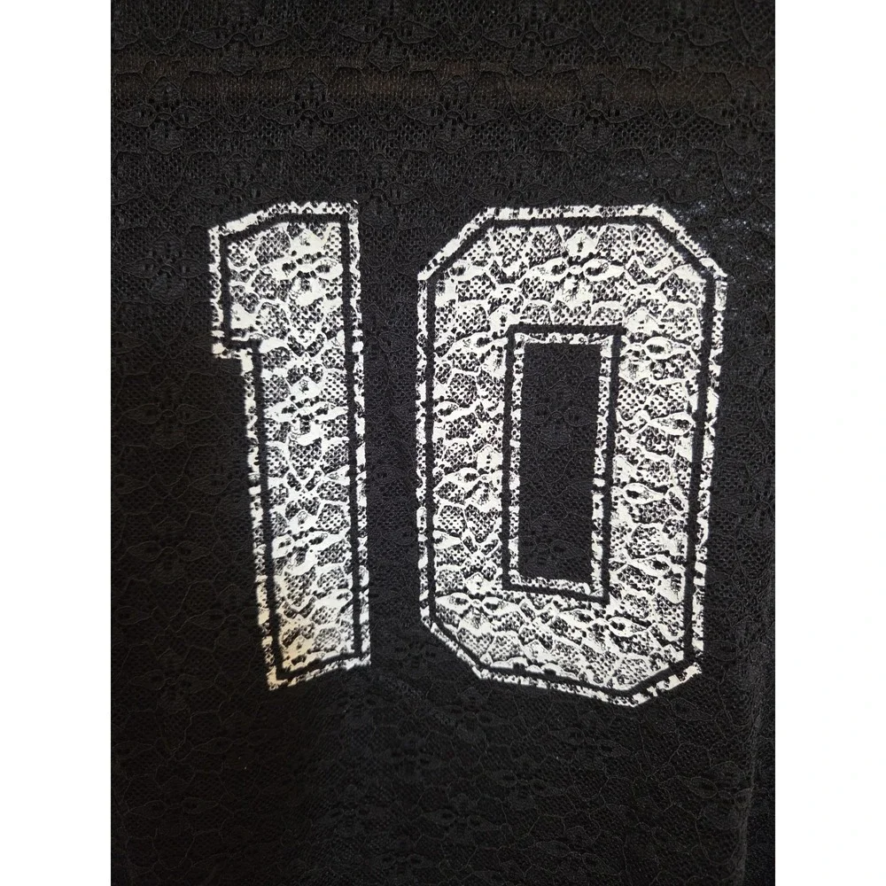 Madden‎ Girl Lace 10 Varsity Stripe Crop Top Junior Large Lace Preppy Sporty GUC